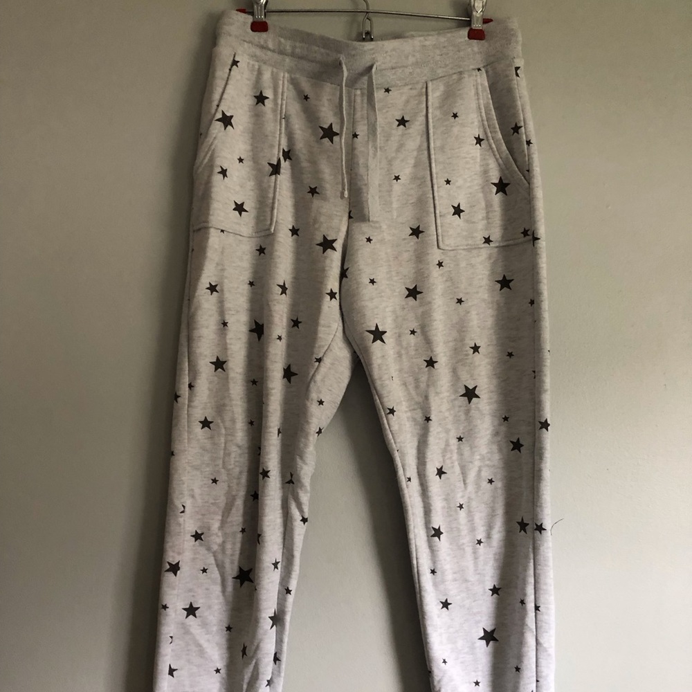 Hippie Rose joggers, comfortable, warm, star print, with pockets, cuffed ankles
